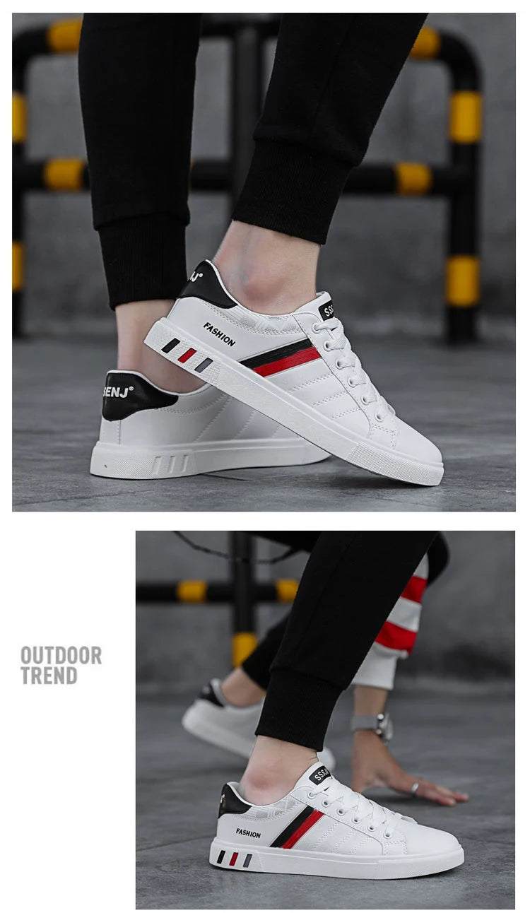 Men’s H07 Striped Faux Leather Sneakers