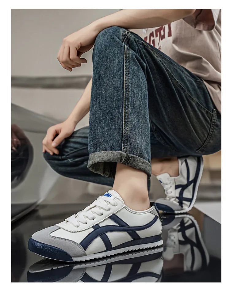 Men’s Striped Low-Top Lace-Up Sneakers