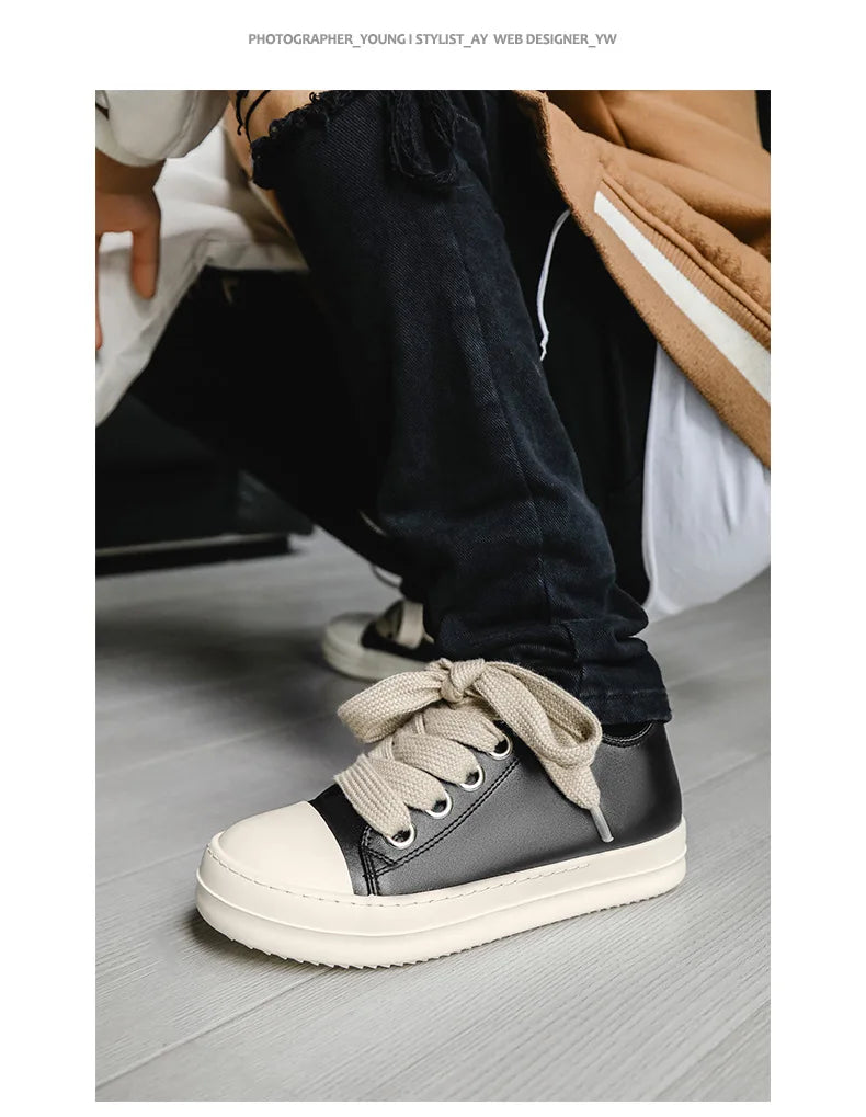 Men’s FH260 Black Faux Leather Casual Sneakers