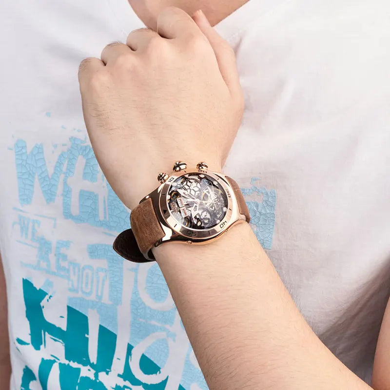 Reef Tiger Men’s Automatic Watch with Leather Band