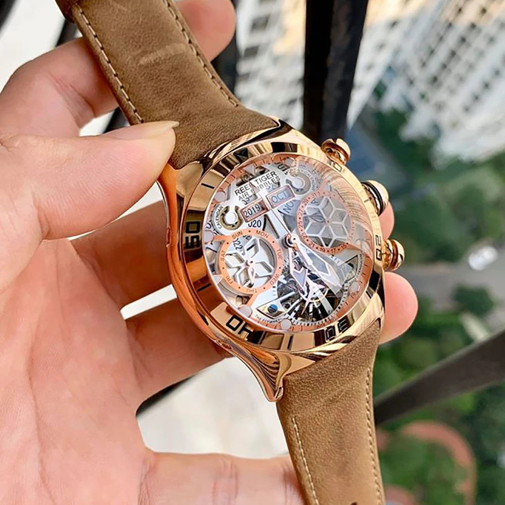 Reef Tiger Men’s Automatic Watch with Leather Band