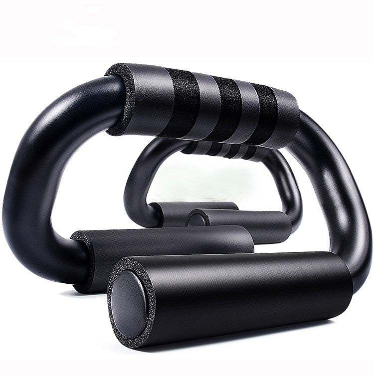 Black exercise push-up handles on a white background