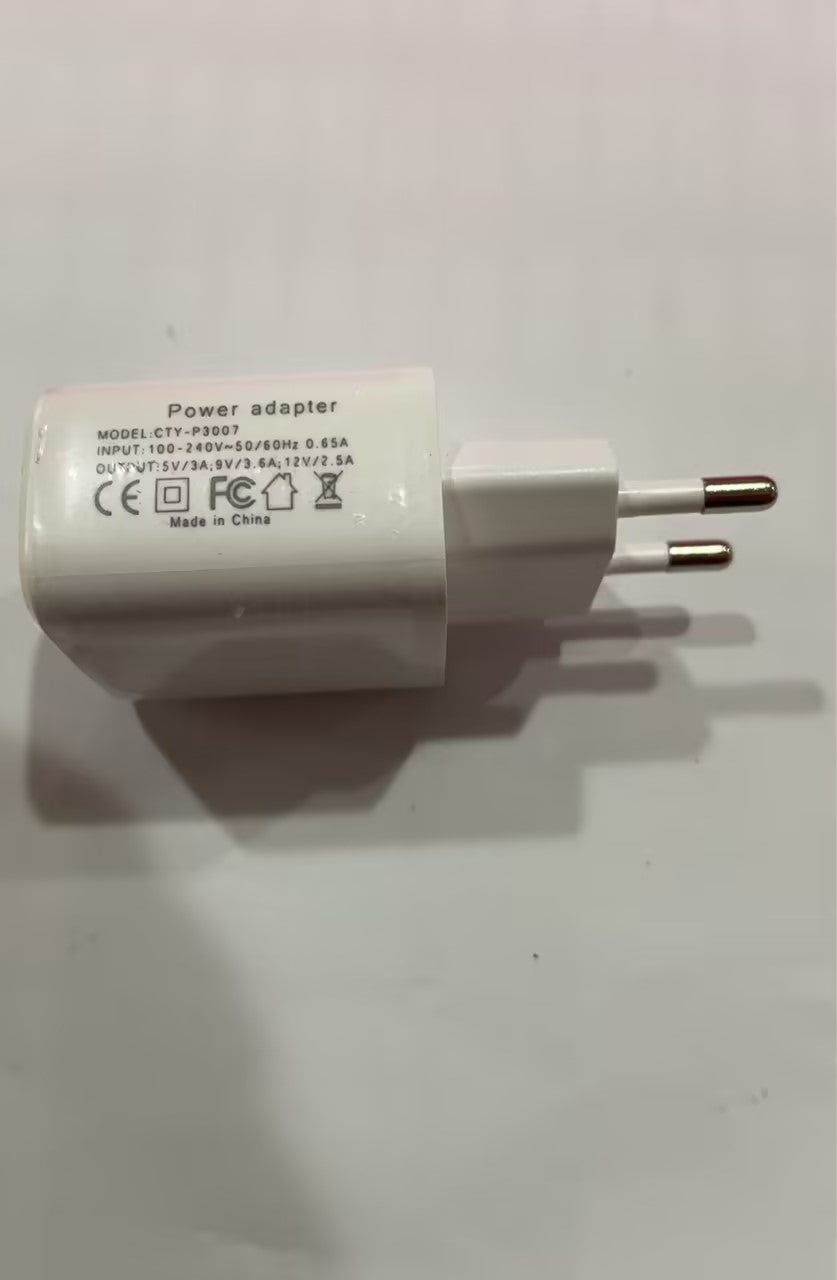 White power adapter on a white background