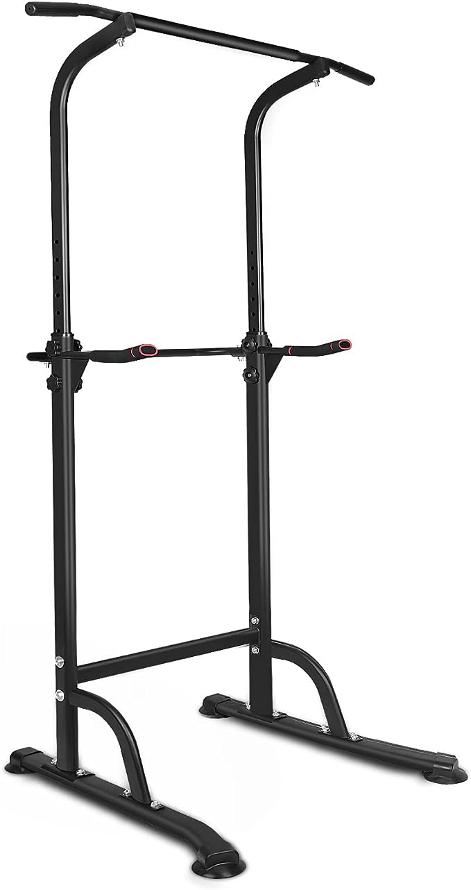 Black pull-up bar and power rack on a white background