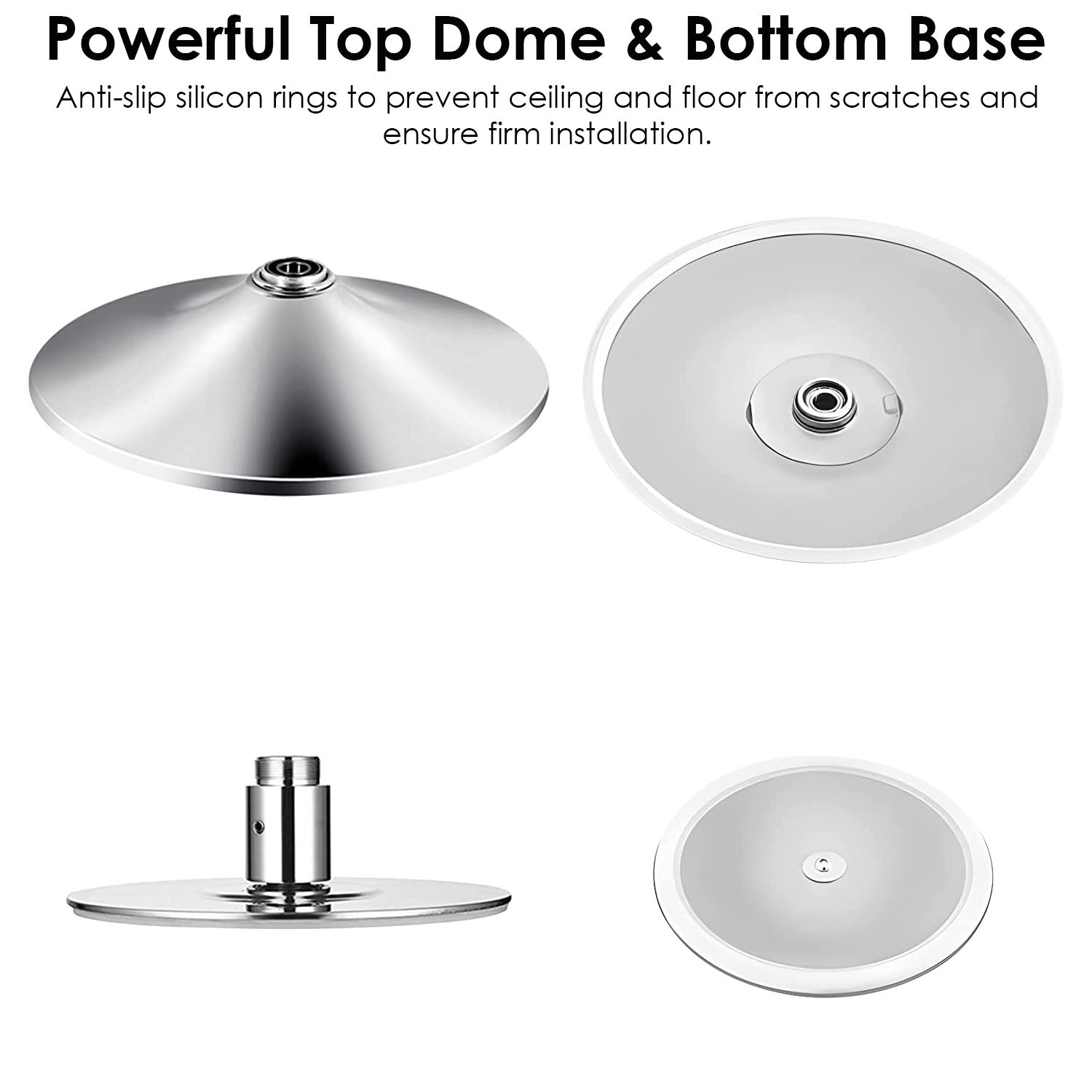 Top dome and bottom base with anti-slip silicon rings on a white background