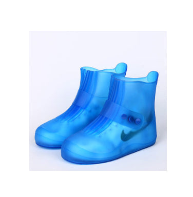 Blue rain boots on a white background
