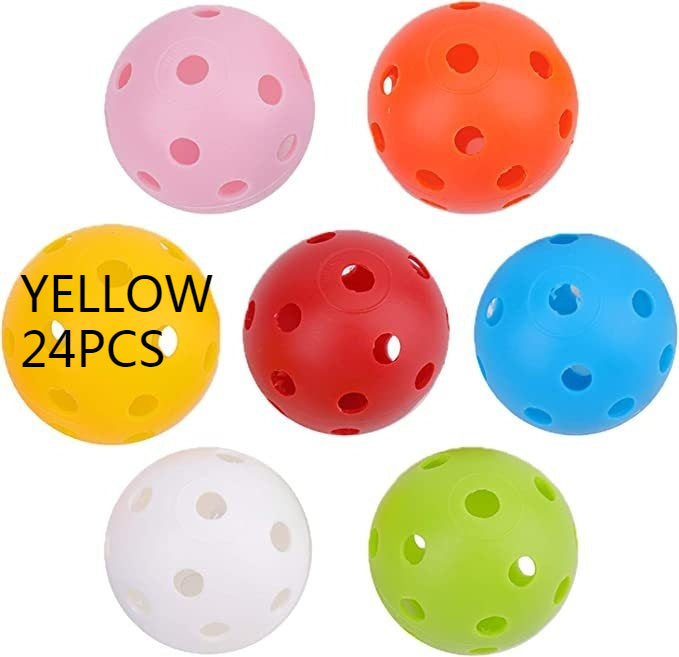 Set of colorful plastic balls with holes on a white background