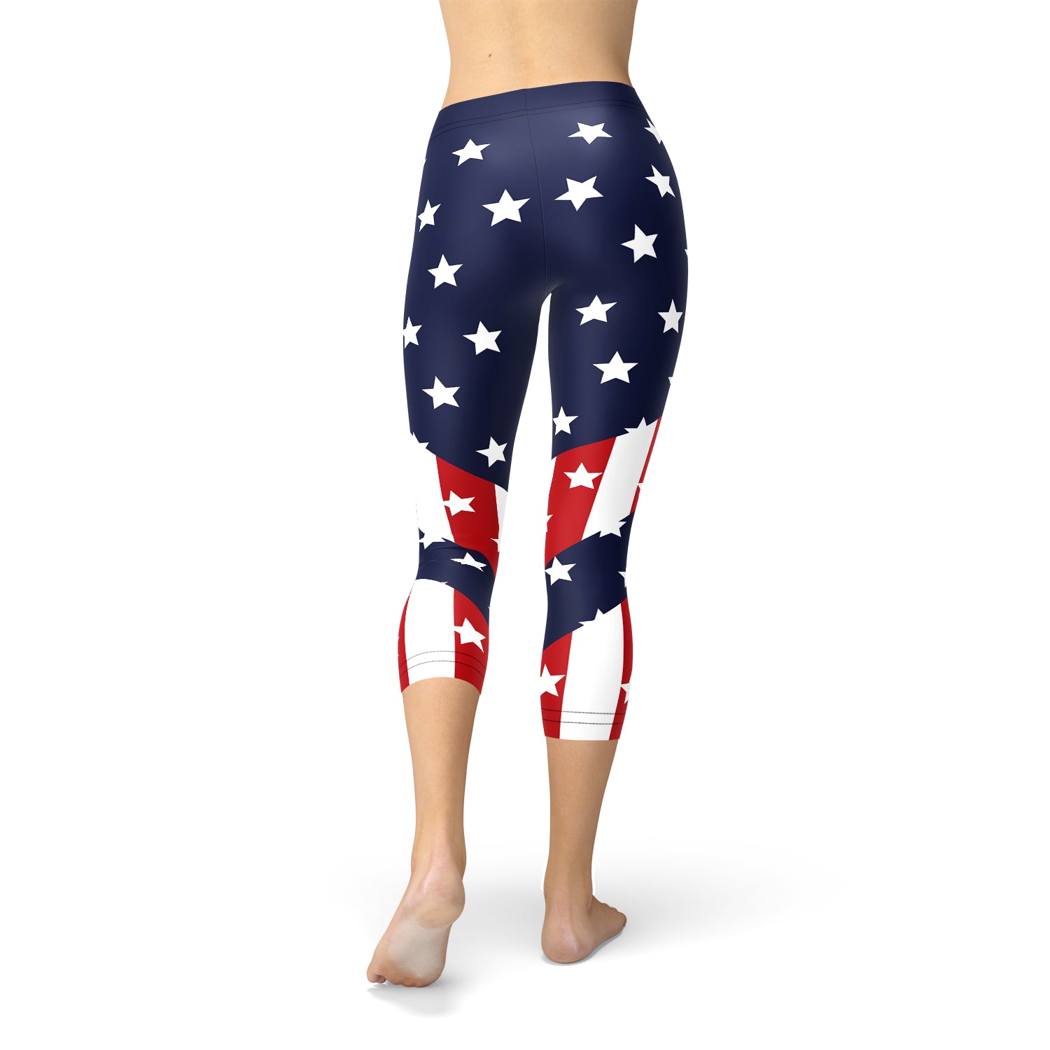 Leggings with American flag design on a white background