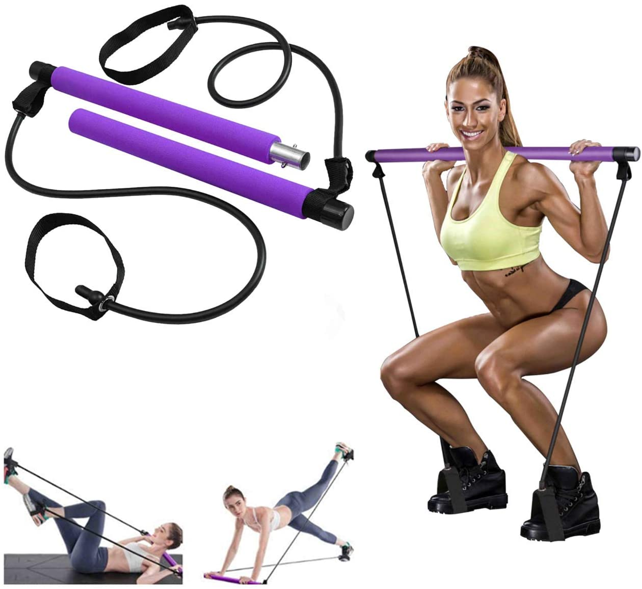 Pilates Bar Kit | Resistance Band Bar for Full Body Home Workouts