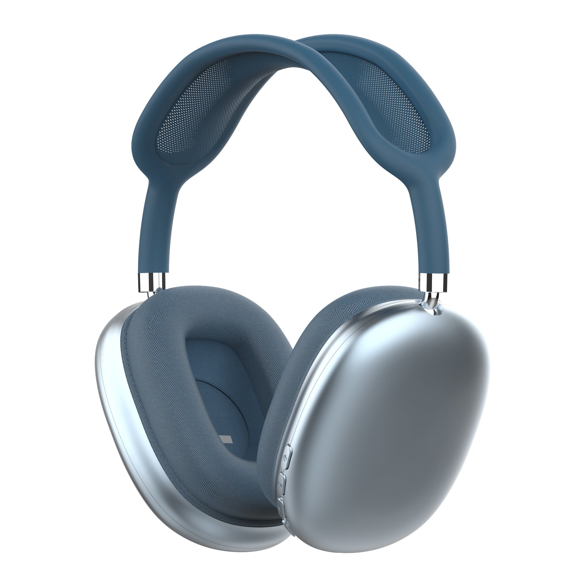 Blue over-ear headphones on a white background