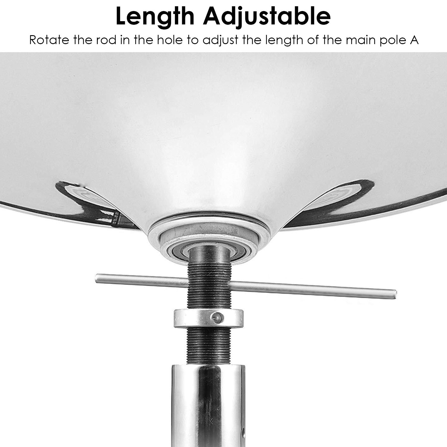 Adjustable lamp with length adjustment mechanism on a white background