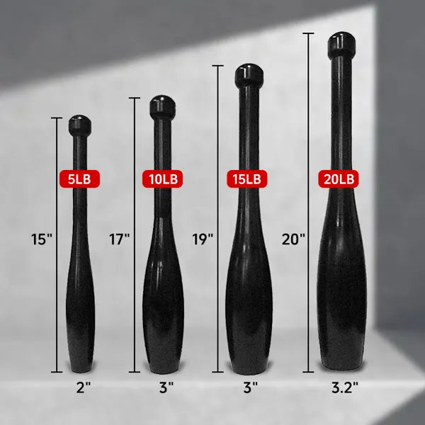 Set of black weights with labeled weight and dimensions on a gray background