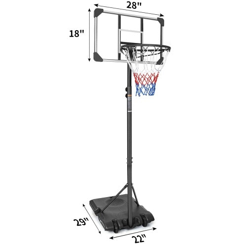 Basketball hoop with dimensions labeled on a white background