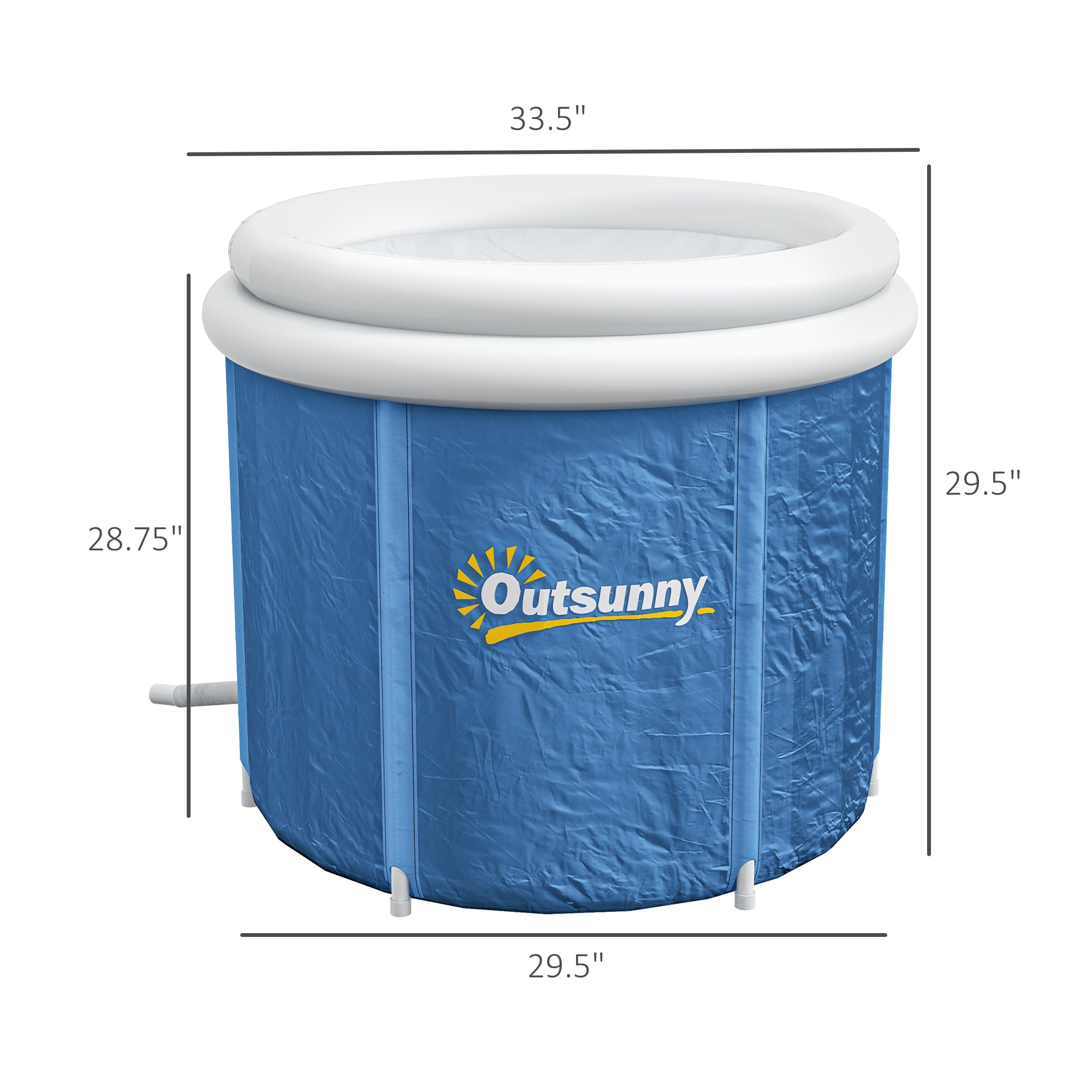 Inflatable pool with Outsunny logo and dimensions on a white background
