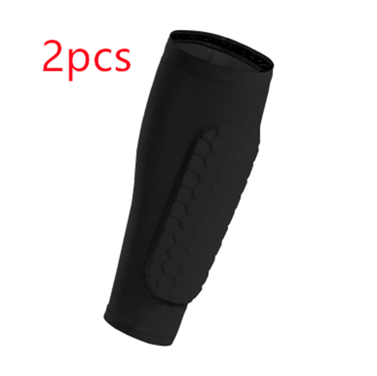 Black shin guard with '3pcs' text in red on a white background