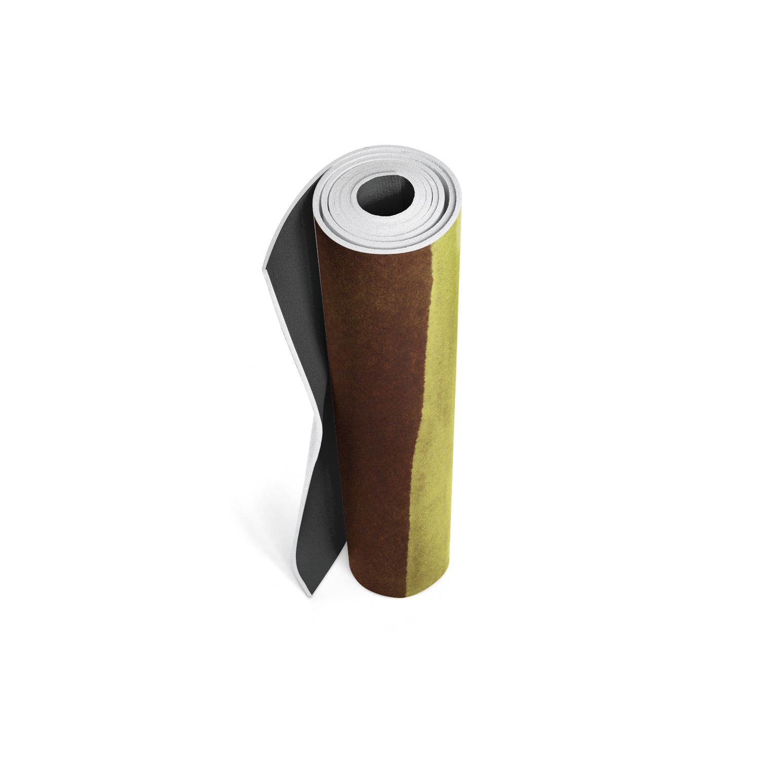 Roll of brown paper with a white top section on a white background