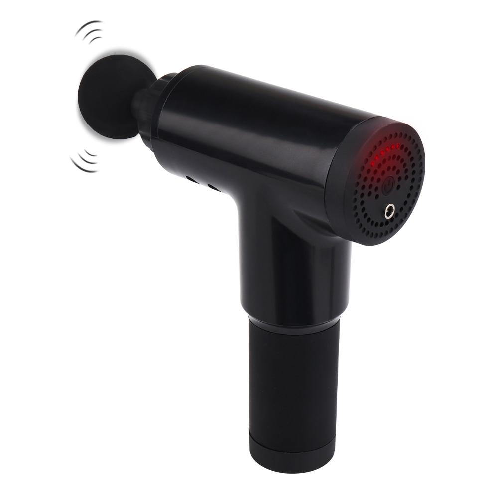 Black handheld device with red light on a white background