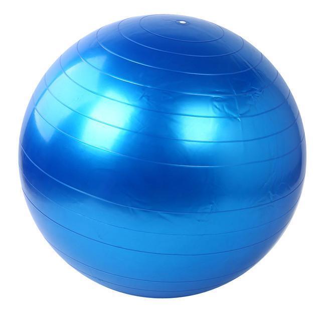 Blue exercise ball on a white background